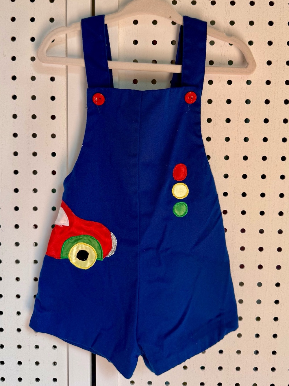 Vintage Cradle Togs 3T Blue Shortalls - Car & Traffic Light Appliqué